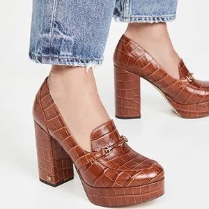 Sam Edelman Brown Croc-Embossed Platform Shoes
